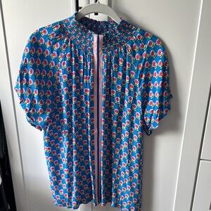 THML Blue Floral Top with Pink Accents